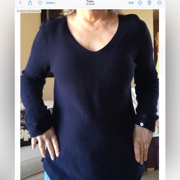Talbots Navy V-Neck Women's Sweater - Picture 1 of 5